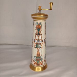 Lenox USA Gold Gilt Rimmed Lido Pattern Porcelain Pepper Mill Grinder 8" Vintage